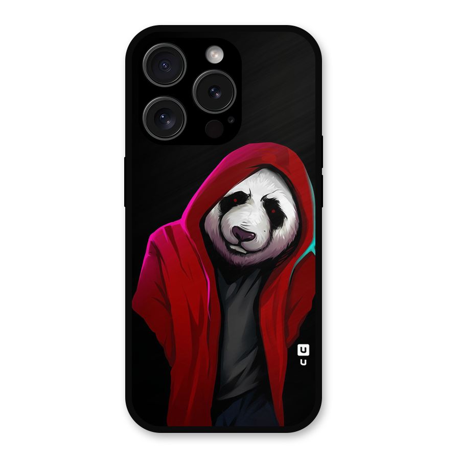 Cute Hoodie Panda Metal Back Case for iPhone 15 Pro