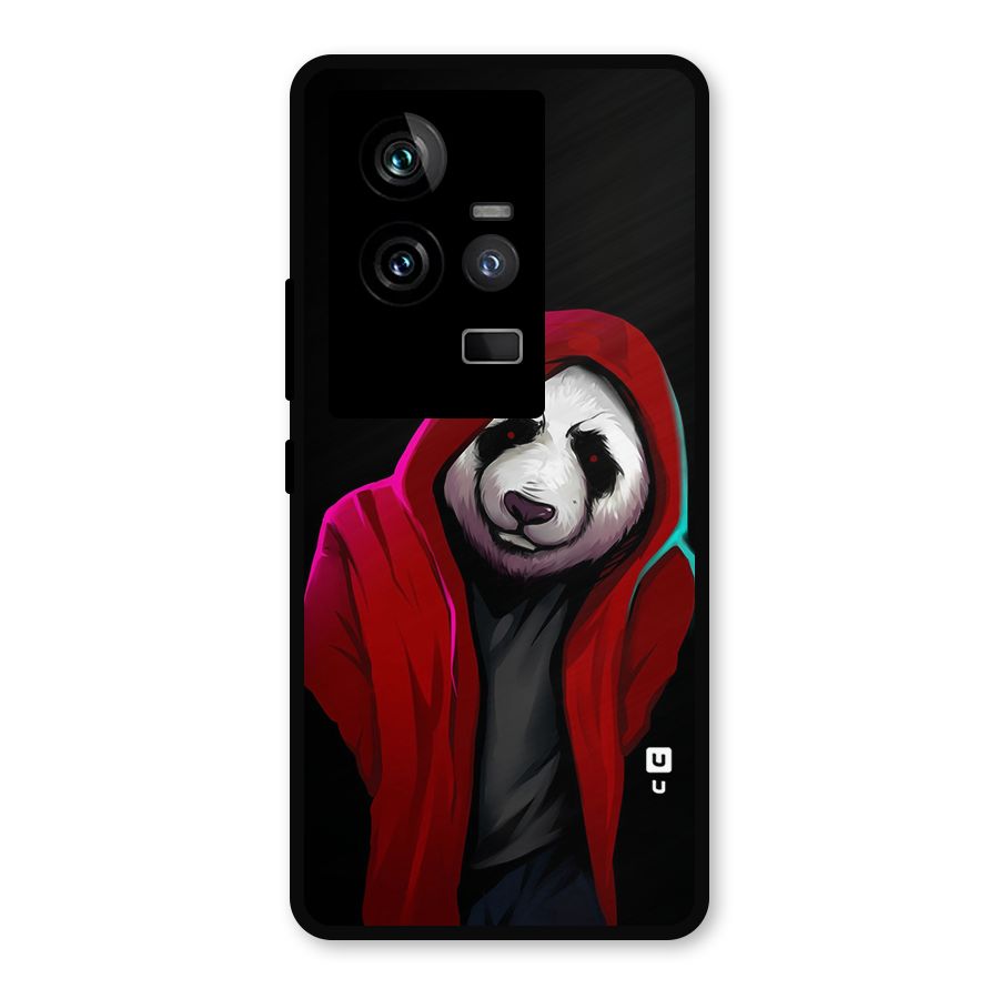 Cute Hoodie Panda Metal Back Case for iQOO 11 5G