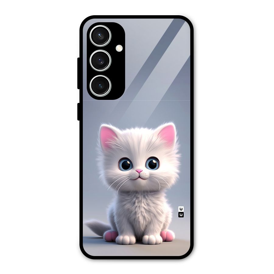 Cute Kitten Sitting Glass Back Case for Galaxy S23 FE