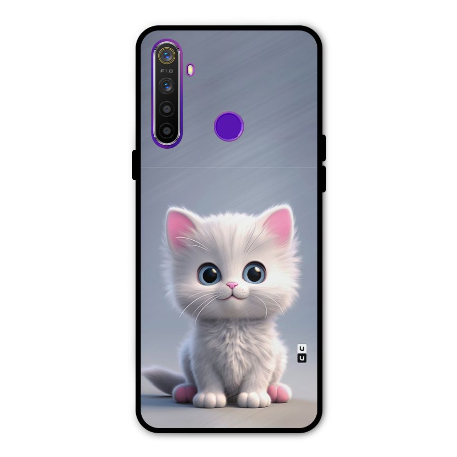 Cute Kitten Sitting Glass Back Case for Realme 5s