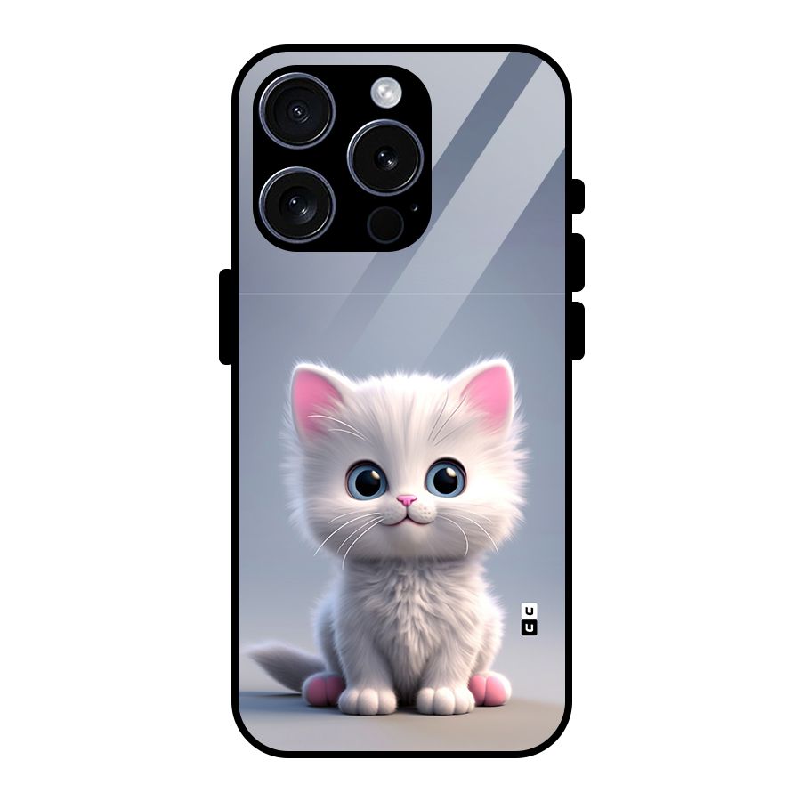 Cute Kitten Sitting Glass Back Case for iPhone 15 Pro