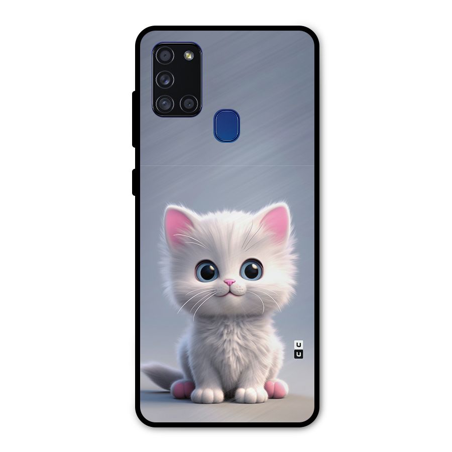 Cute Kitten Sitting Metal Back Case for Galaxy A21s