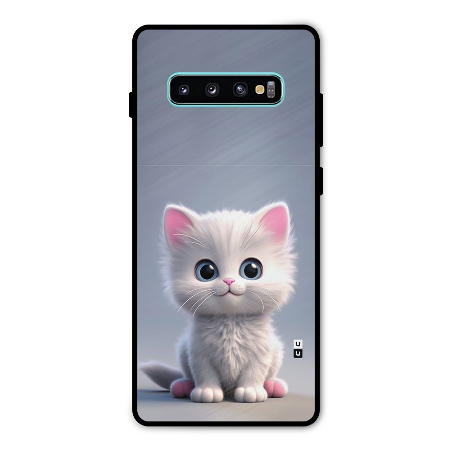 Cute Kitten Sitting Metal Back Case for Galaxy S10 Plus