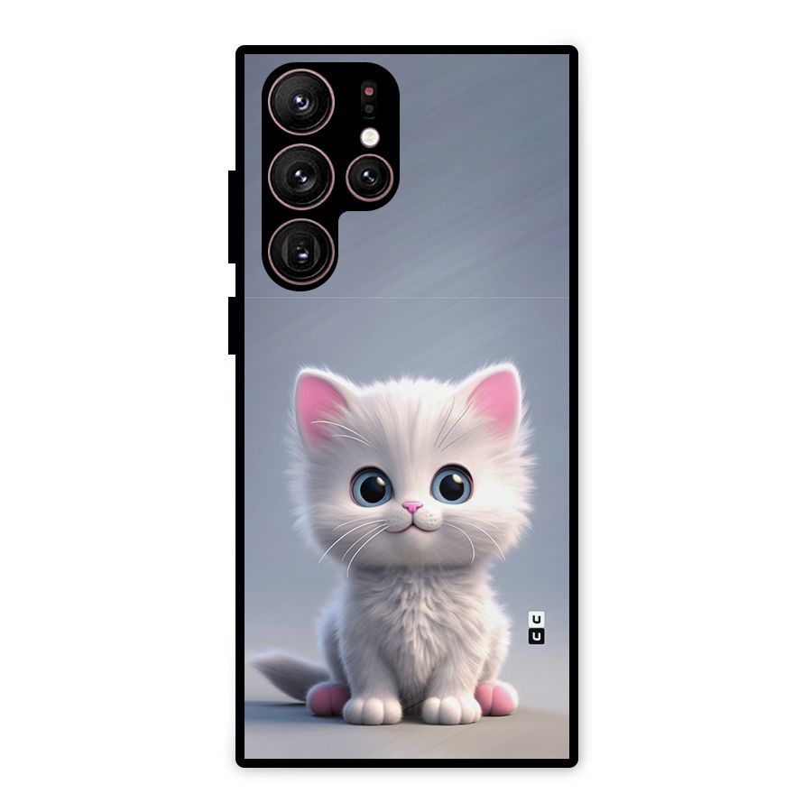Cute Kitten Sitting Metal Back Case for Galaxy S22 Ultra 5G