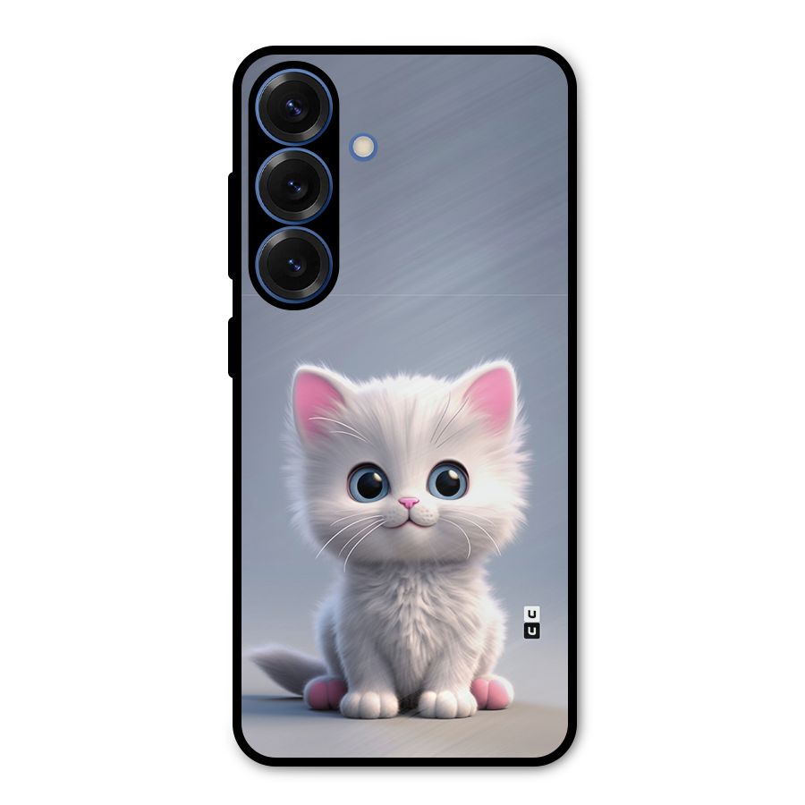 Cute Kitten Sitting Metal Back Case for Galaxy S25