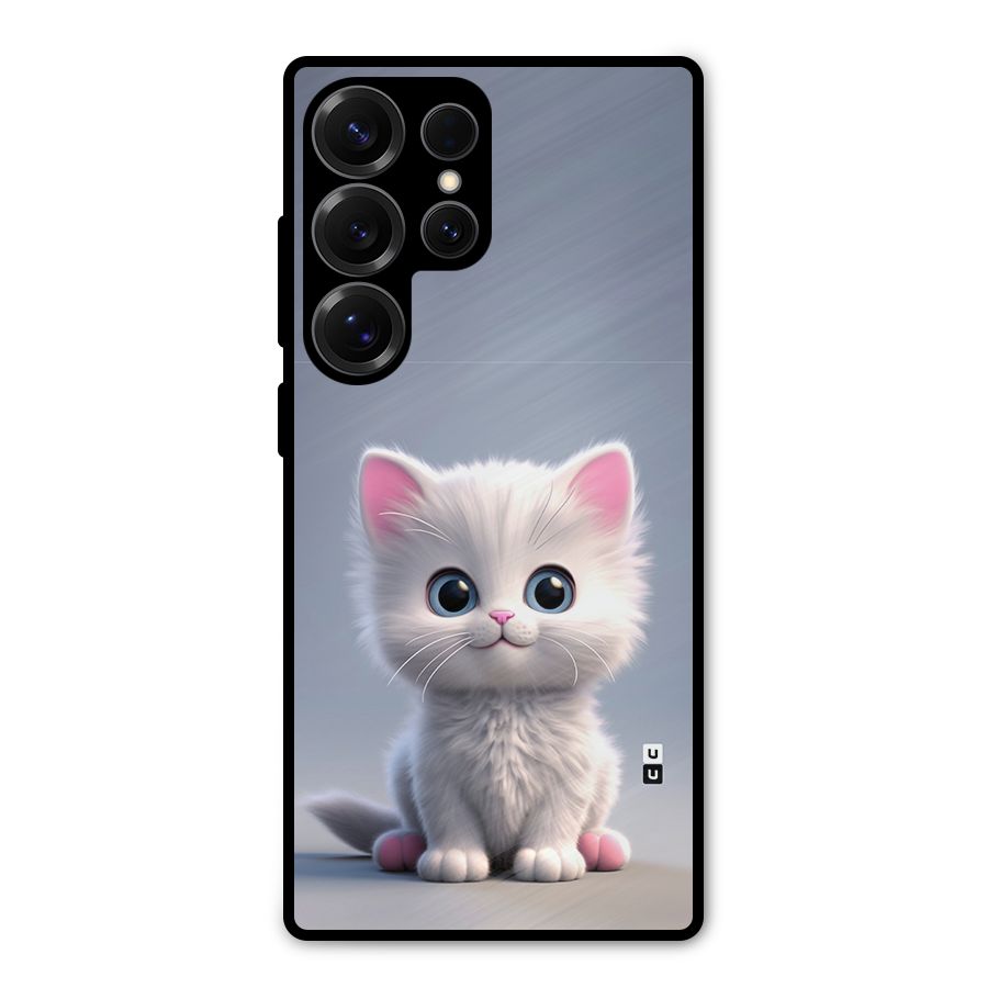 Cute Kitten Sitting Metal Back Case for Galaxy S25 Ultra