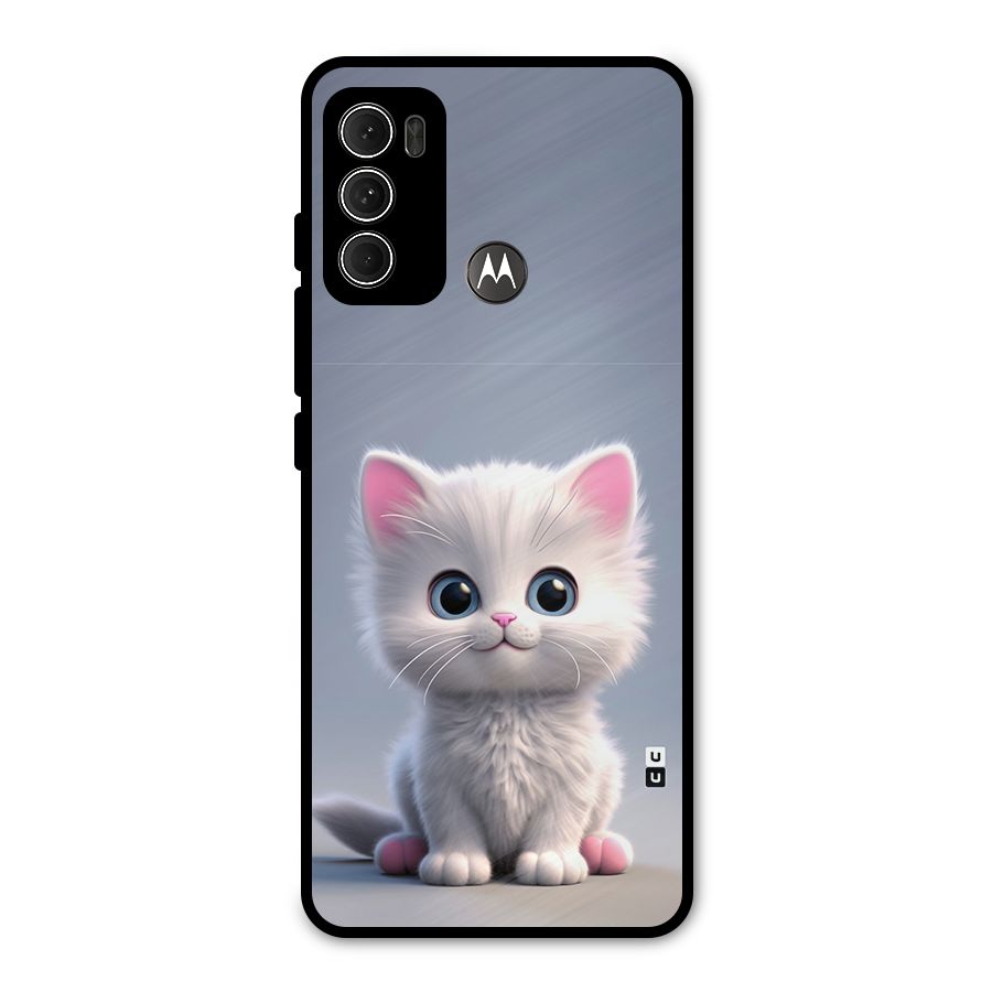 Cute Kitten Sitting Metal Back Case for Moto G60