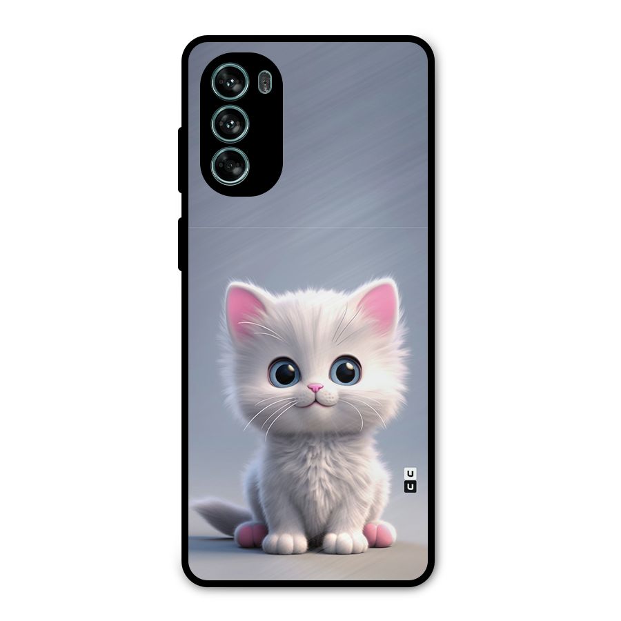 Cute Kitten Sitting Metal Back Case for Moto G62