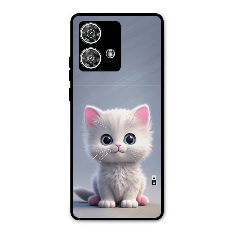 Cute Kitten Sitting Metal Back Case for Motorola Edge 40 Neo