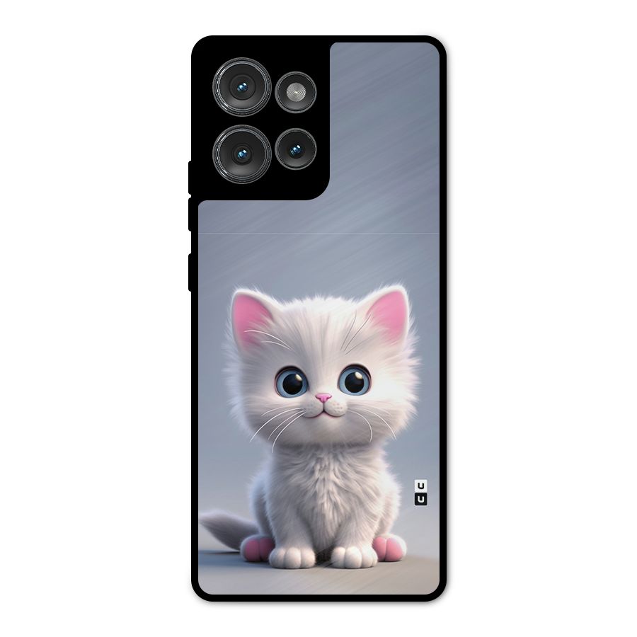 Cute Kitten Sitting Metal Back Case for Motorola Edge 50