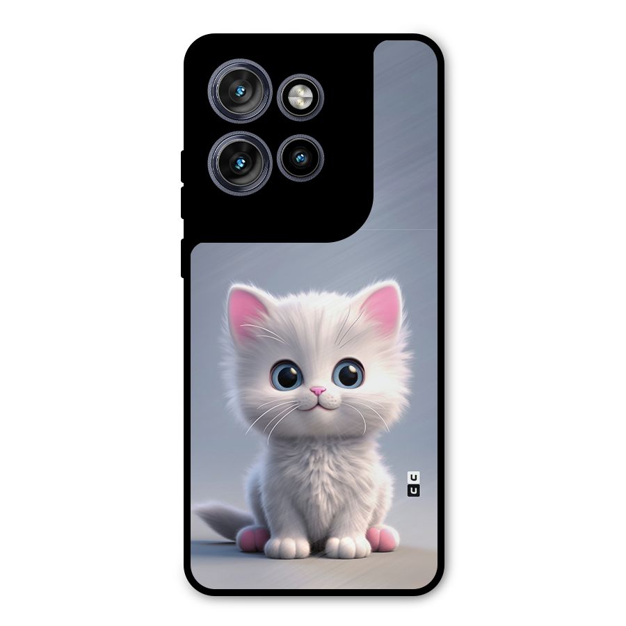 Cute Kitten Sitting Metal Back Case for Motorola Edge 50 Neo