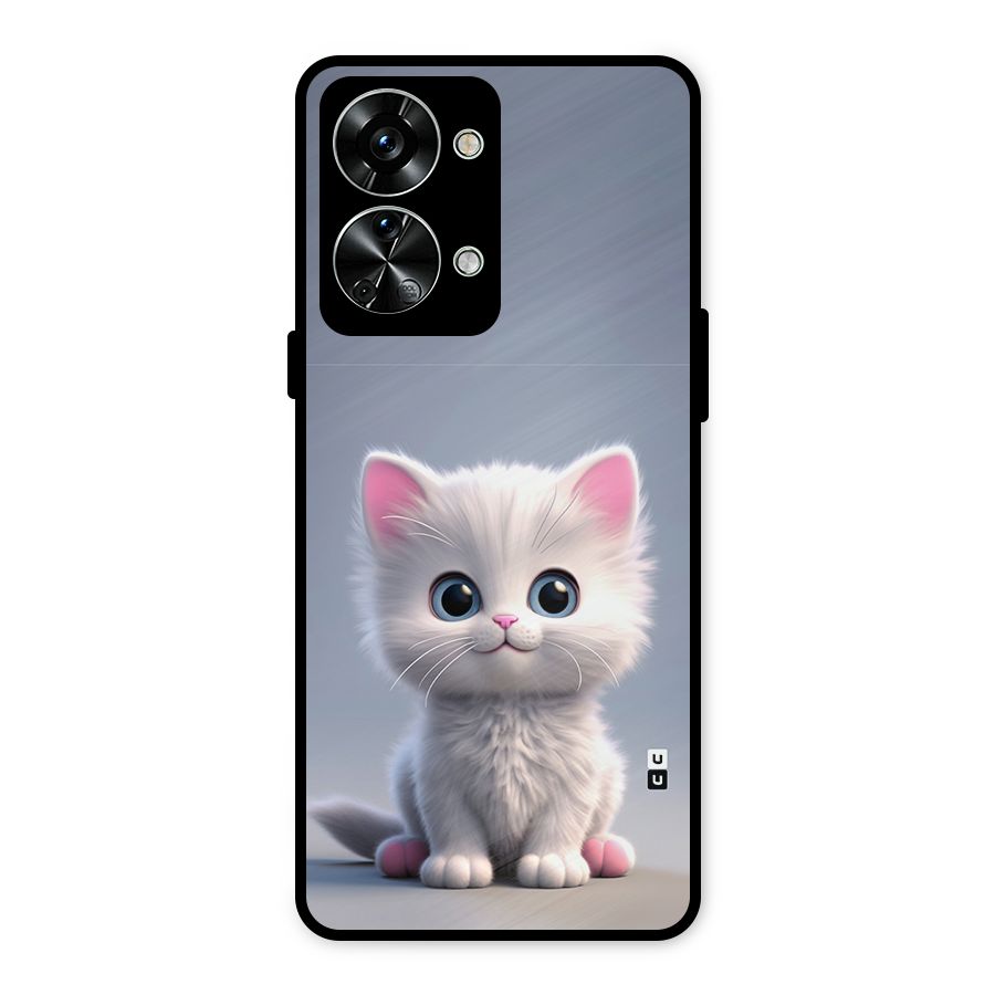 Cute Kitten Sitting Metal Back Case for OnePlus Nord 2T