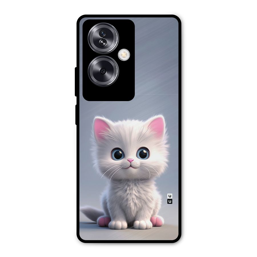 Cute Kitten Sitting Metal Back Case for Oppo A79 5G