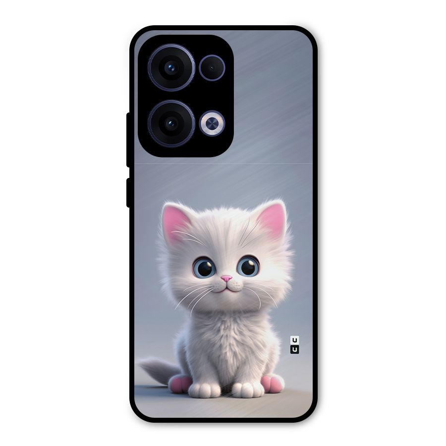 Cute Kitten Sitting Metal Back Case for Oppo Reno13