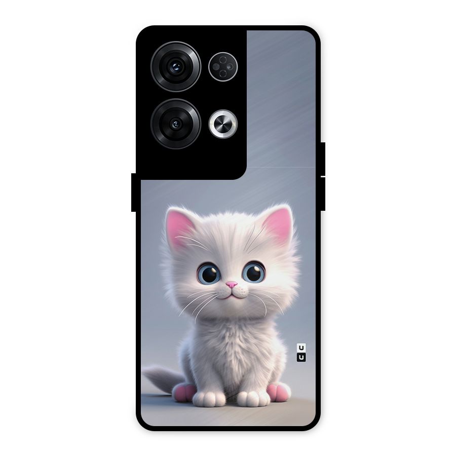 Cute Kitten Sitting Metal Back Case for Oppo Reno8 Pro 5G