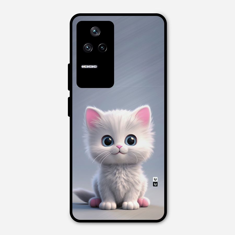 Cute Kitten Sitting Metal Back Case for Poco F4 5G