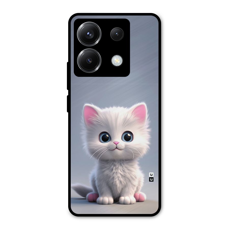 Cute Kitten Sitting Metal Back Case for Poco X6