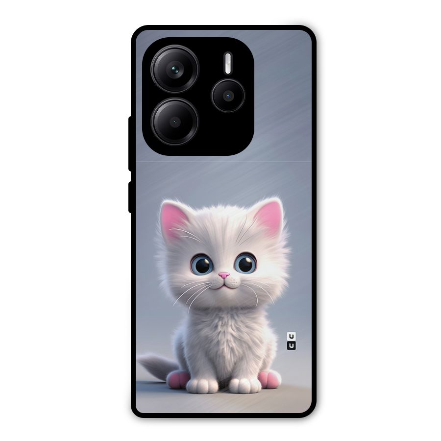 Cute Kitten Sitting Metal Back Case for Redmi Note 14 5G