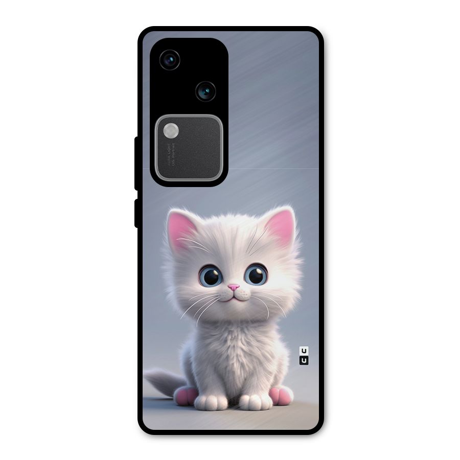 Cute Kitten Sitting Metal Back Case for Vivo V30 Pro