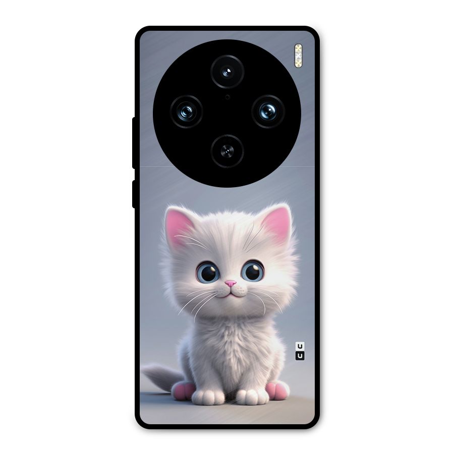 Cute Kitten Sitting Metal Back Case for Vivo X100 Pro