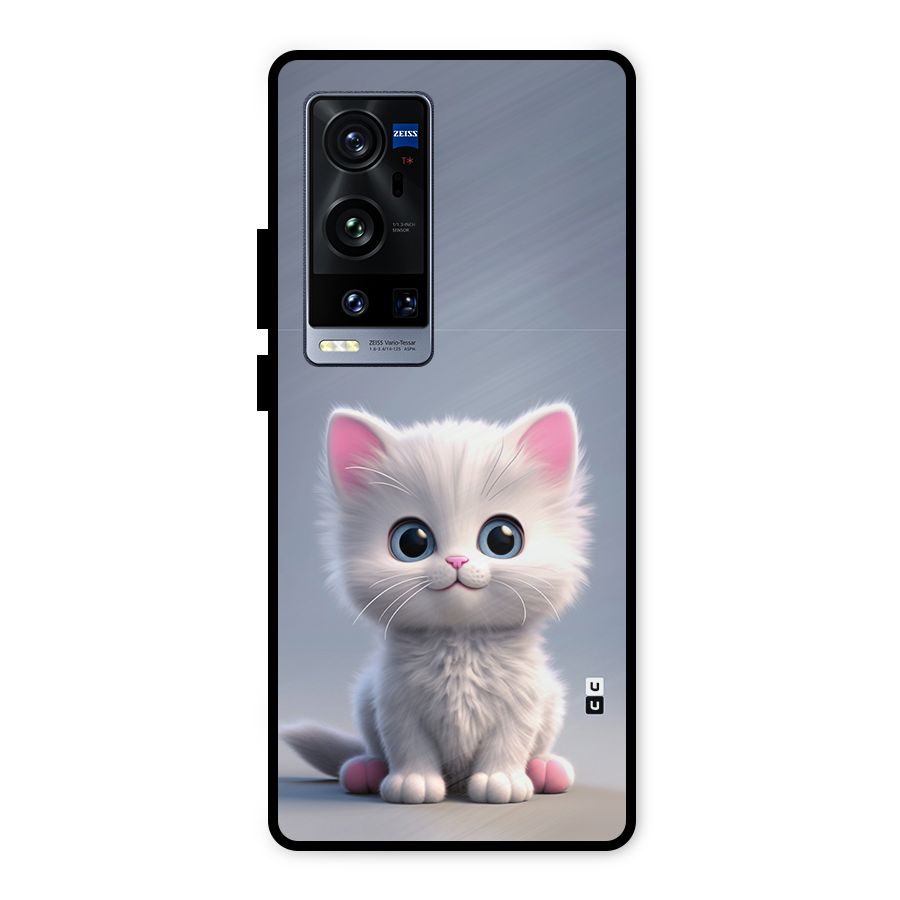 Cute Kitten Sitting Metal Back Case for Vivo X60 Pro Plus