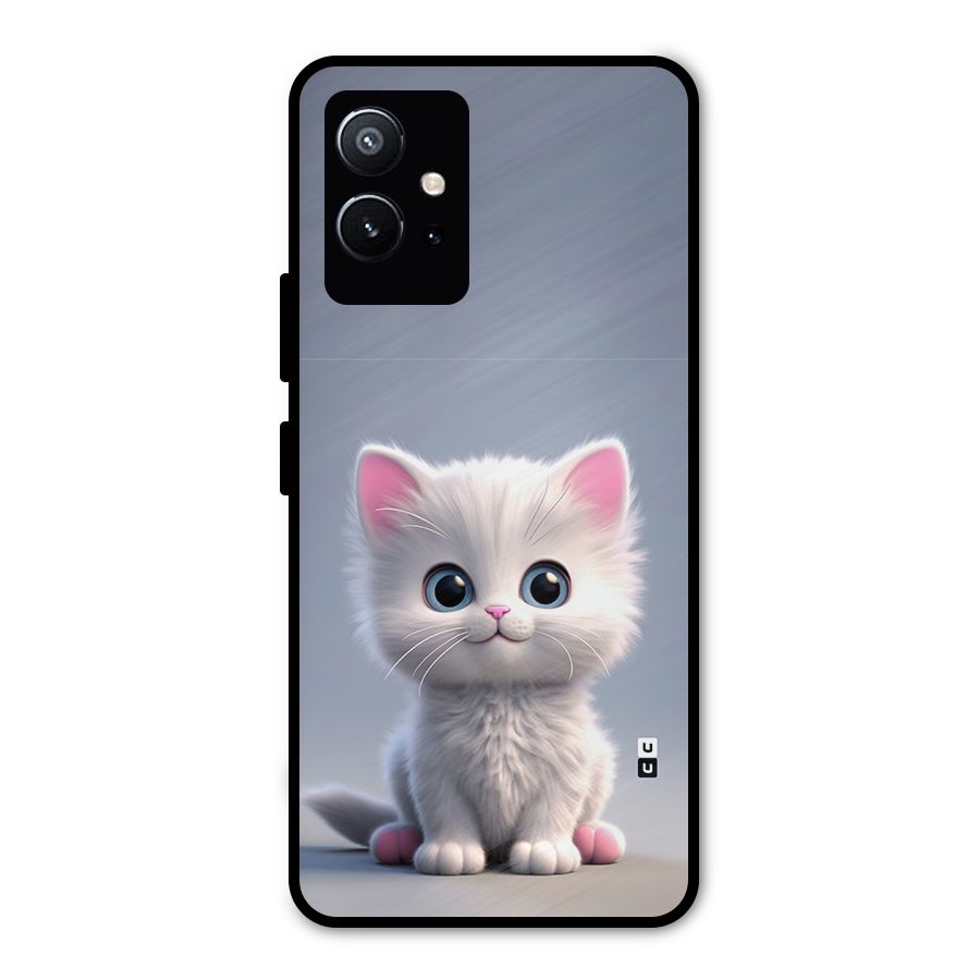 Cute Kitten Sitting Metal Back Case for Vivo Y75 5G