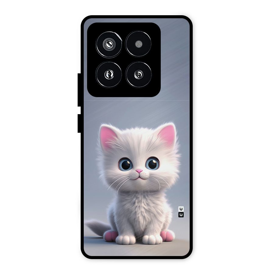 Cute Kitten Sitting Metal Back Case for Xiaomi 14 Pro