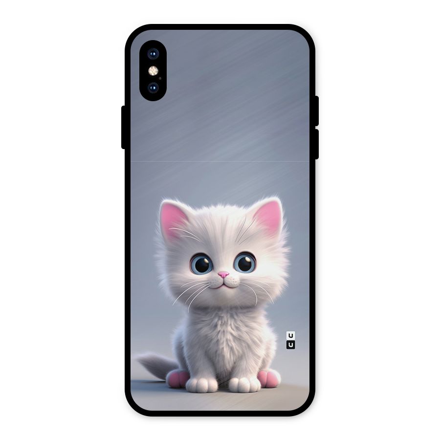 Cute Kitten Sitting Metal Back Case for iPhone XS Max