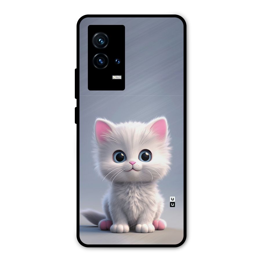 Cute Kitten Sitting Metal Back Case for iQOO 9 5G