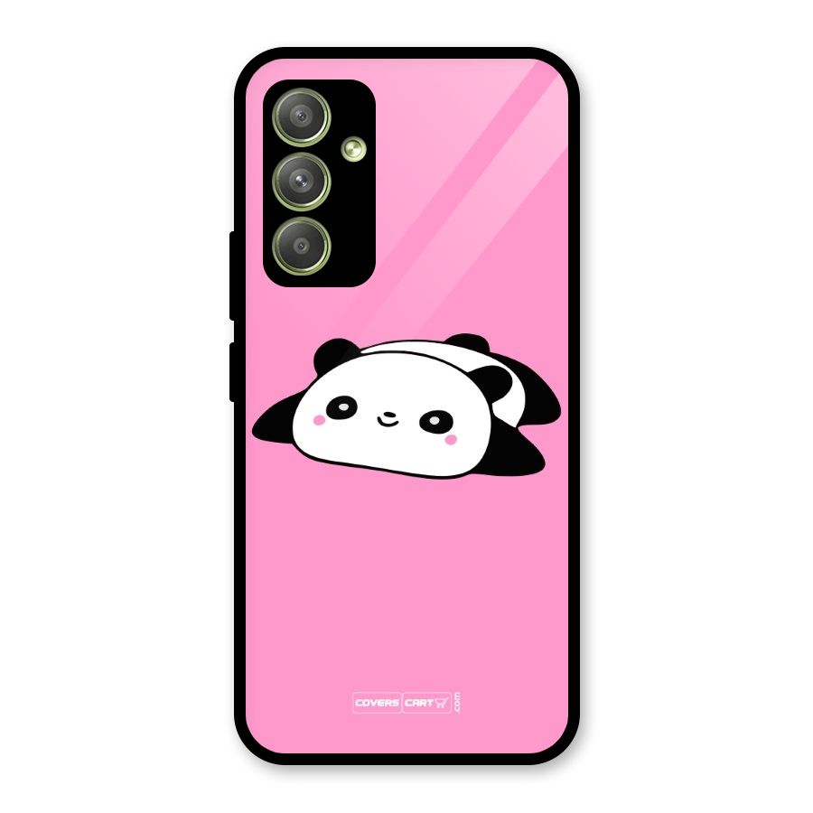 Cute Lazy Panda Glass Back Case for Galaxy A54