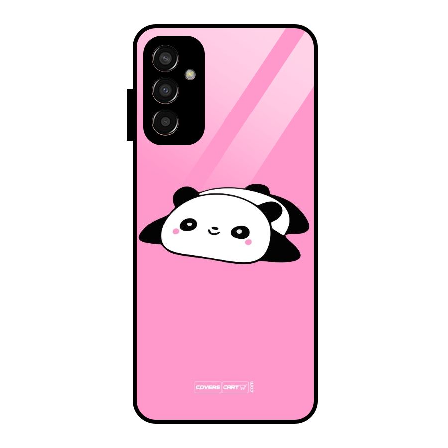 Cute Lazy Panda Glass Back Case for Galaxy F13