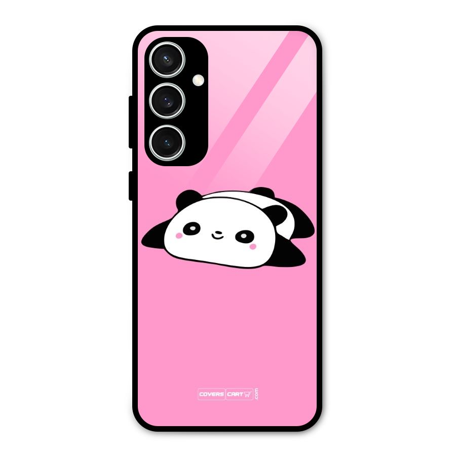 Cute Lazy Panda Glass Back Case for Galaxy S23 FE