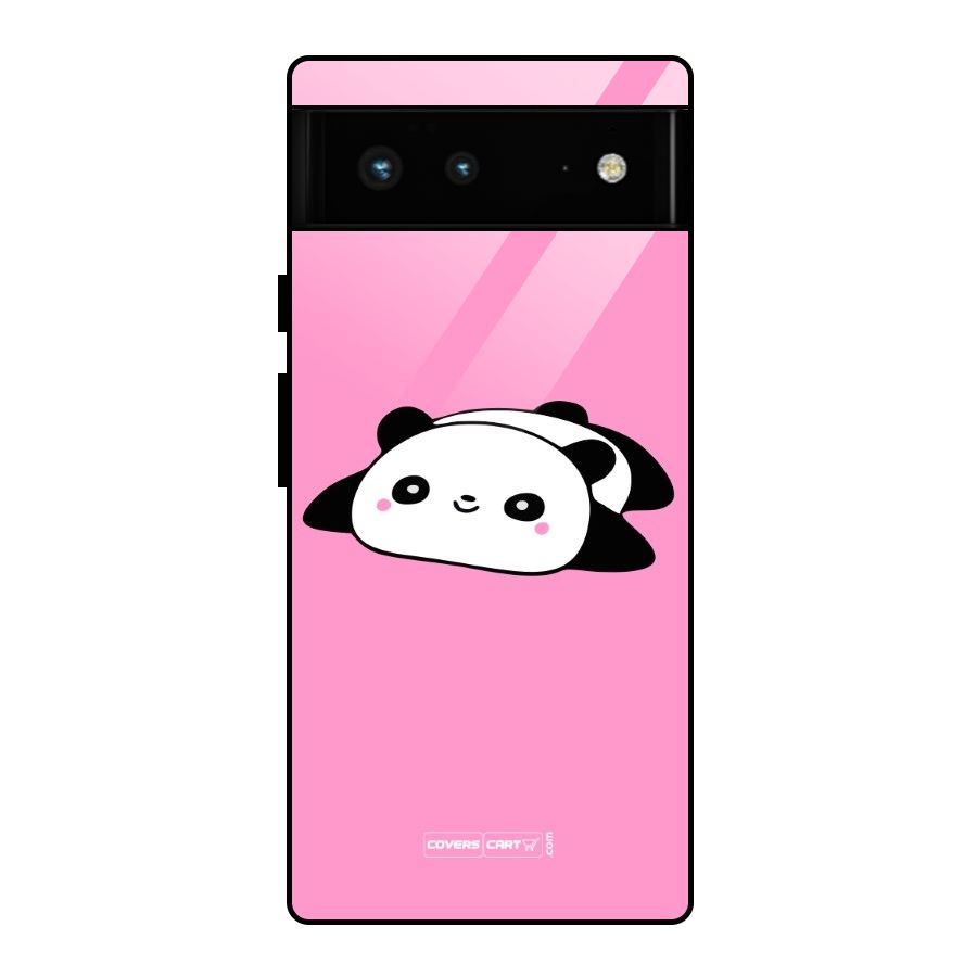 Cute Lazy Panda Glass Back Case for Google Pixel 6