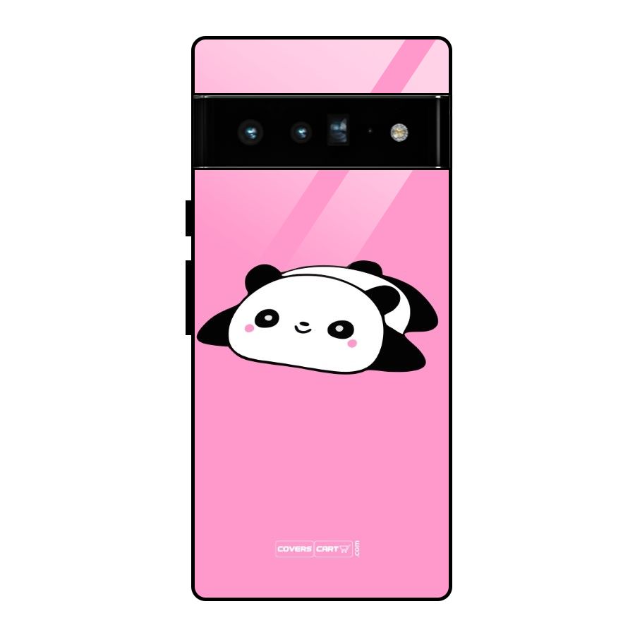 Cute Lazy Panda Glass Back Case for Google Pixel 6 Pro