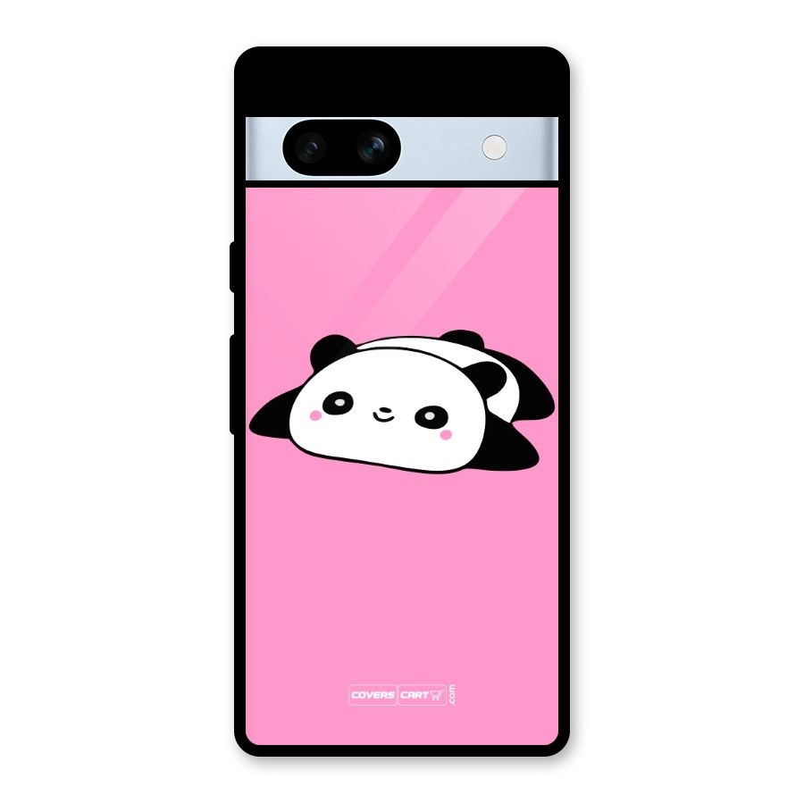 Cute Lazy Panda Glass Back Case for Google Pixel 7a