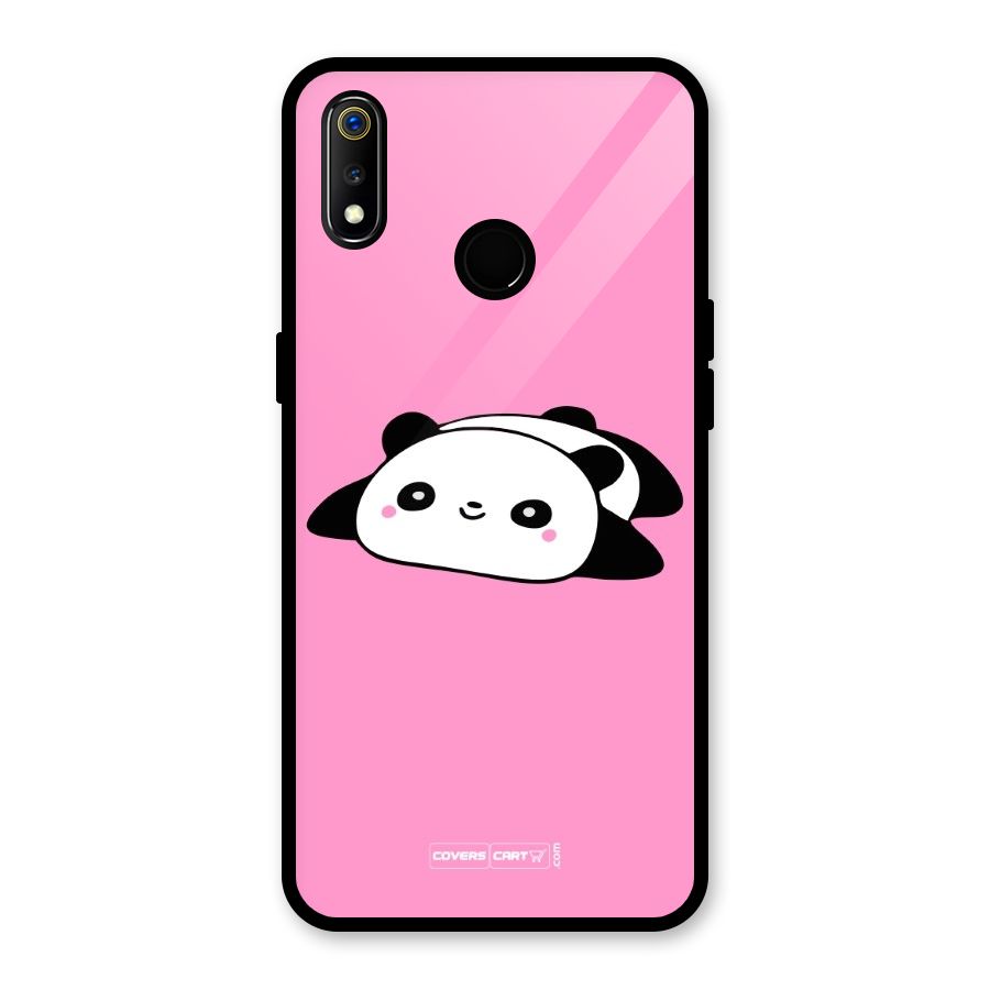 Cute Lazy Panda Glass Back Case for Realme 3i