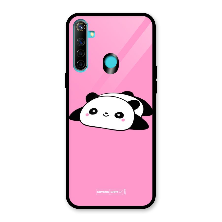 Cute Lazy Panda Glass Back Case for Realme 5