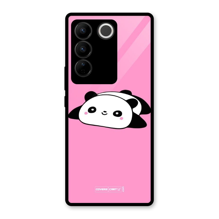 Cute Lazy Panda Glass Back Case for Vivo V27