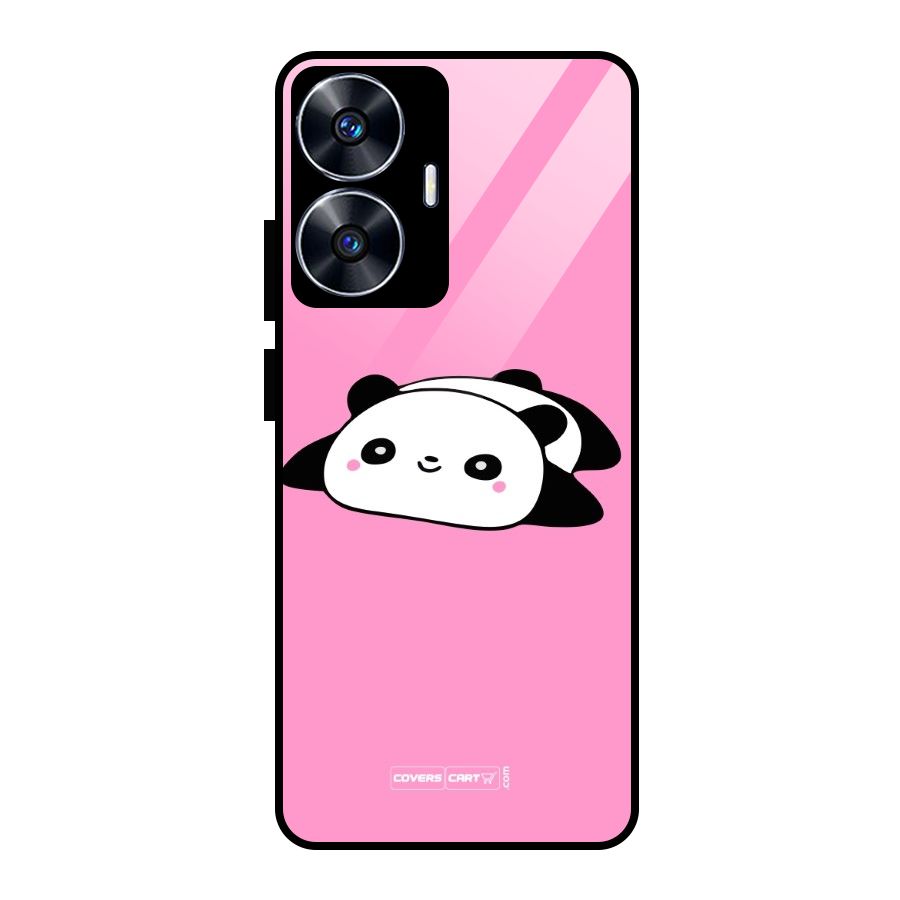 Cute Lazy Panda Glass Back Case for realme C55