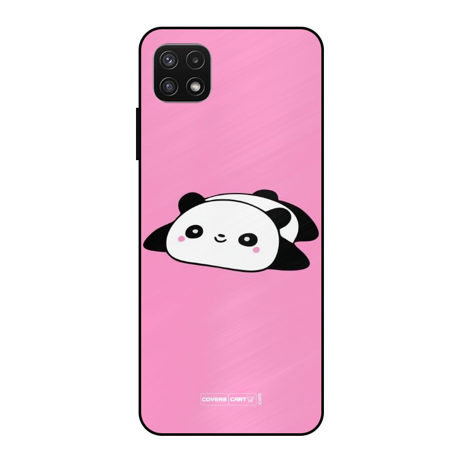 Cute Lazy Panda Metal Back Case for Galaxy A22 5G