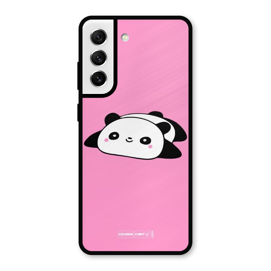 Cute Lazy Panda Metal Back Case for Galaxy S21 FE 5G