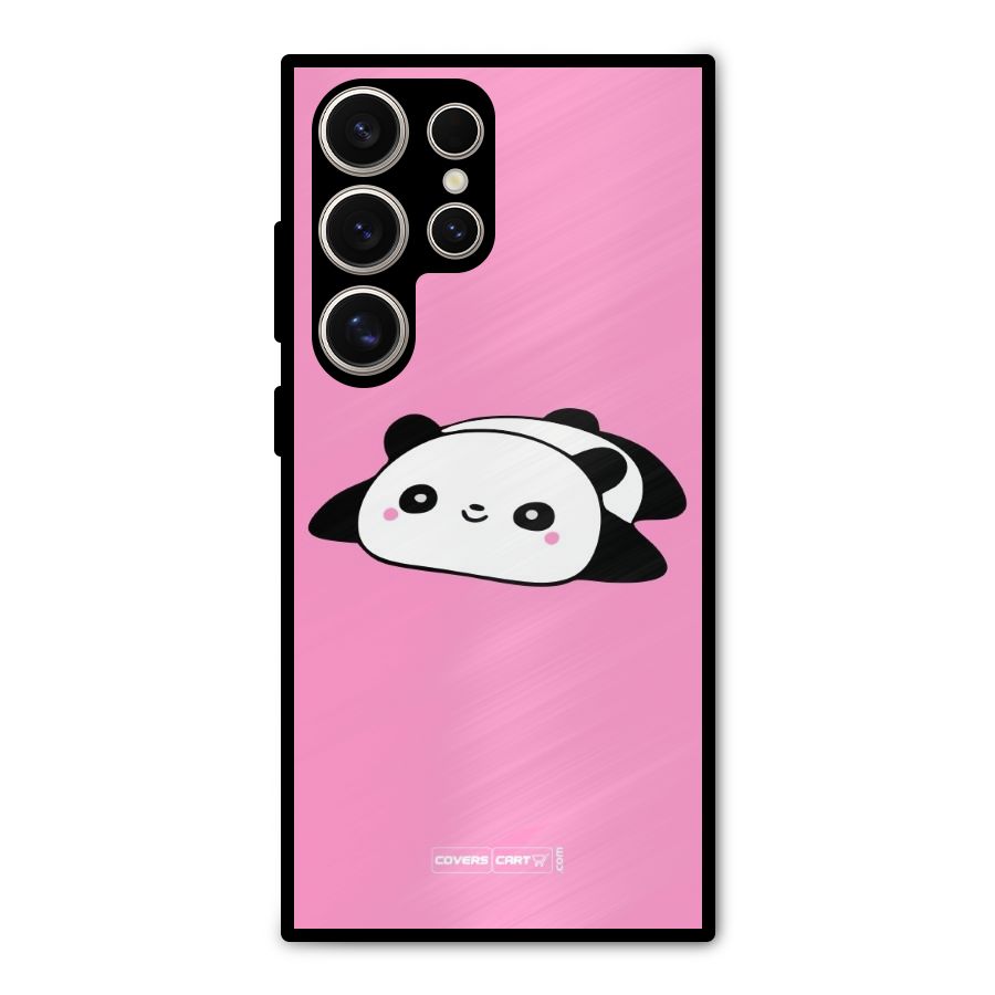 Cute Lazy Panda Metal Back Case for Galaxy S24 Ultra