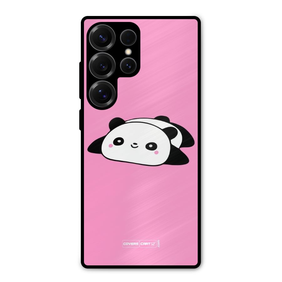 Cute Lazy Panda Metal Back Case for Galaxy S25 Ultra