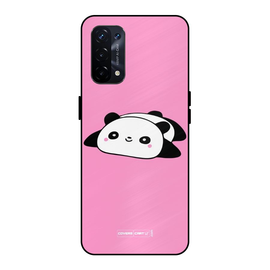 Cute Lazy Panda Metal Back Case for Oppo A74 5G