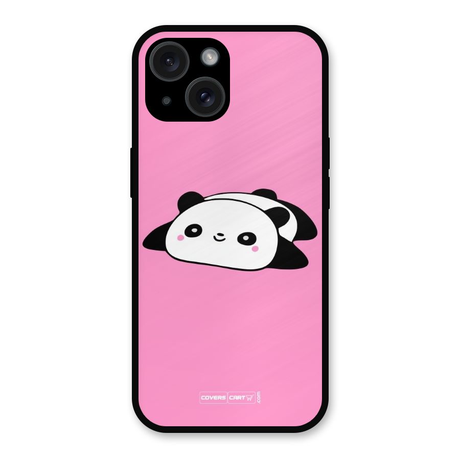 Cute Lazy Panda Metal Back Case for iPhone 15
