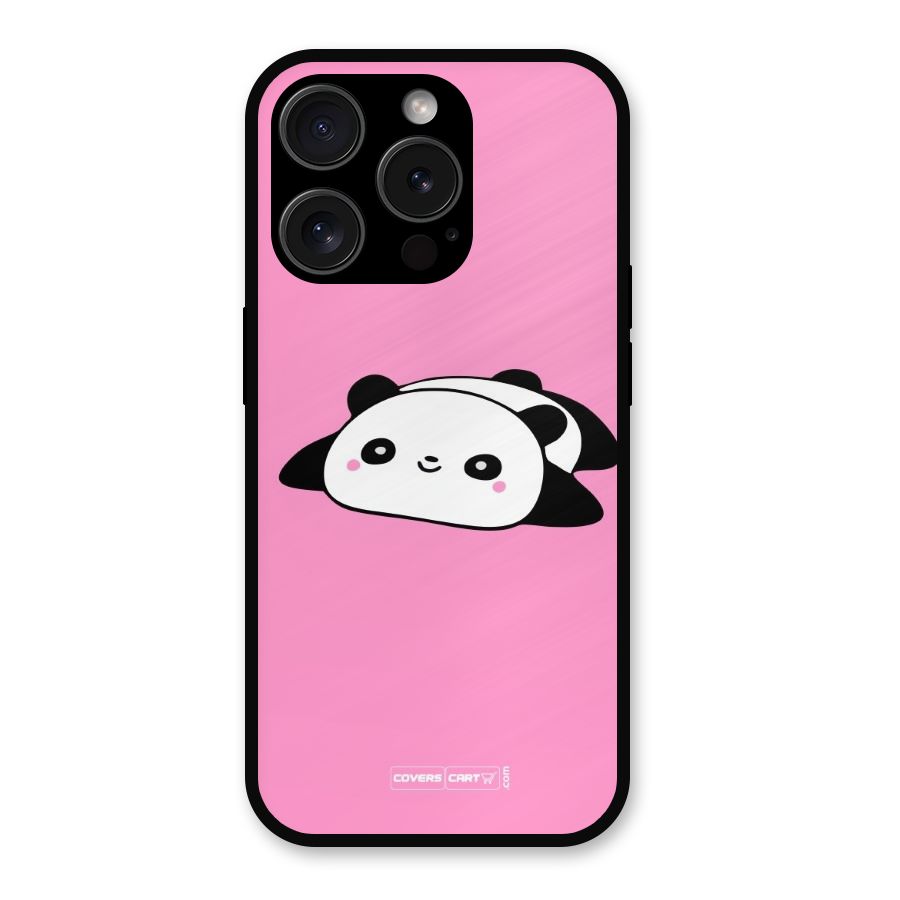 Cute Lazy Panda Metal Back Case for iPhone 15 Pro