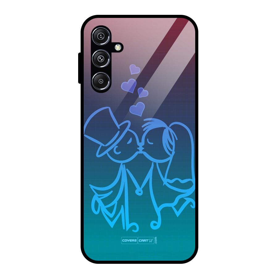 Cute Love Glass Back Case for Galaxy M34 5G