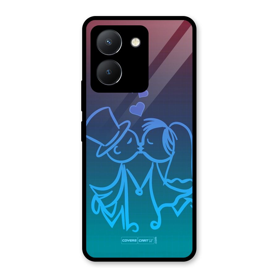 Cute Love Glass Back Case for Vivo Y36