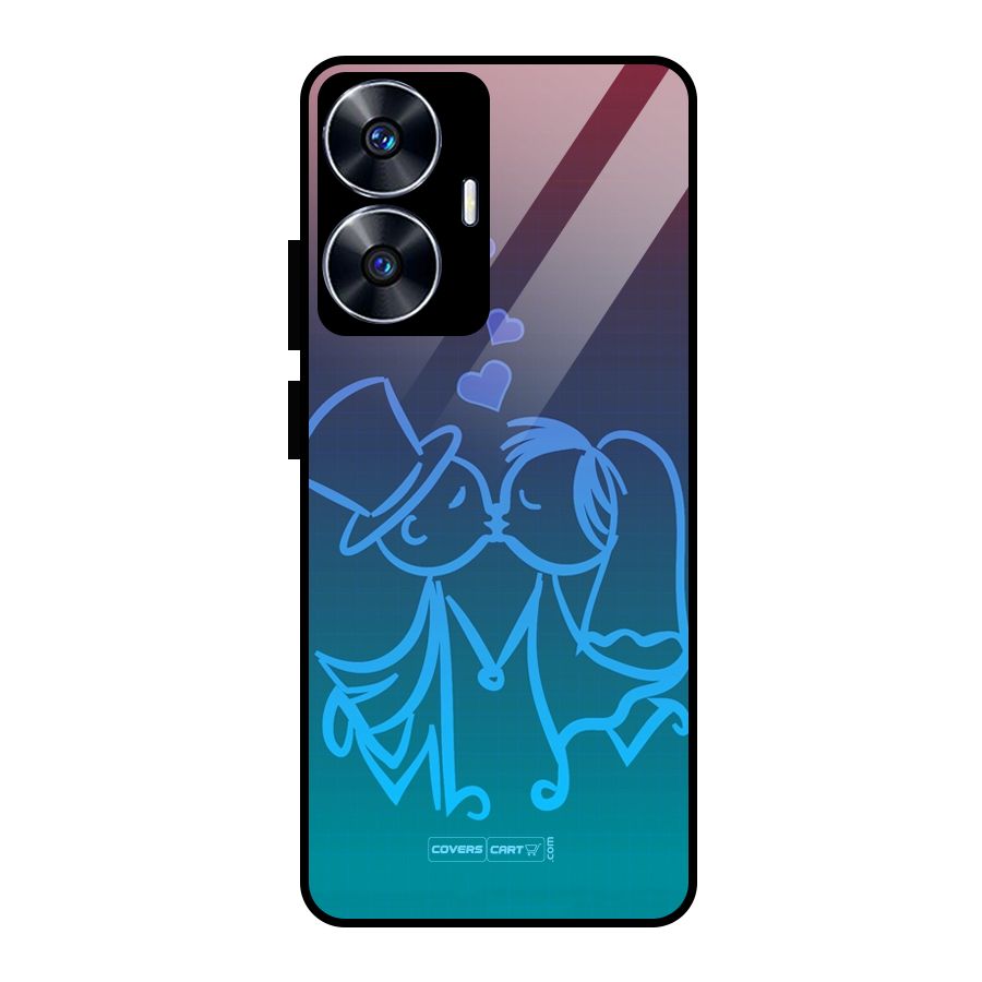 Cute Love Glass Back Case for realme C55