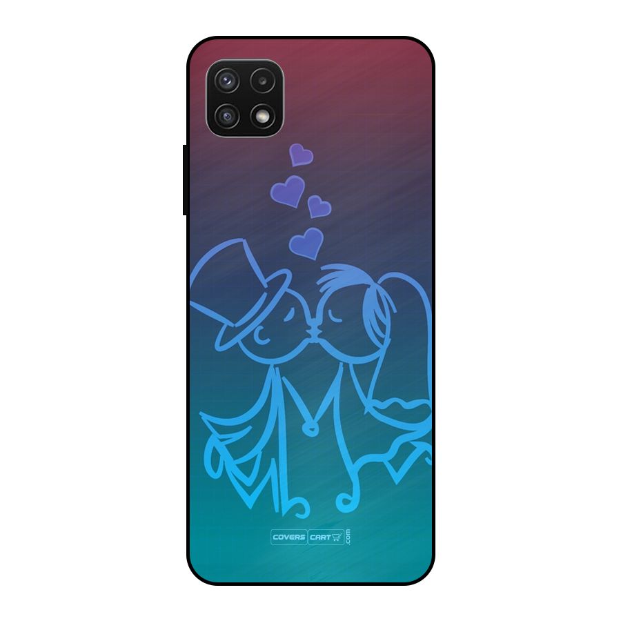 Cute Love Metal Back Case for Galaxy A22 5G